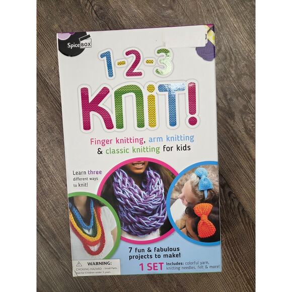 SPICE BOX: 1-2-3 Knitting Finger Arm Classic Knit DIY For Kids Crafts Project - Picture 7 of 7